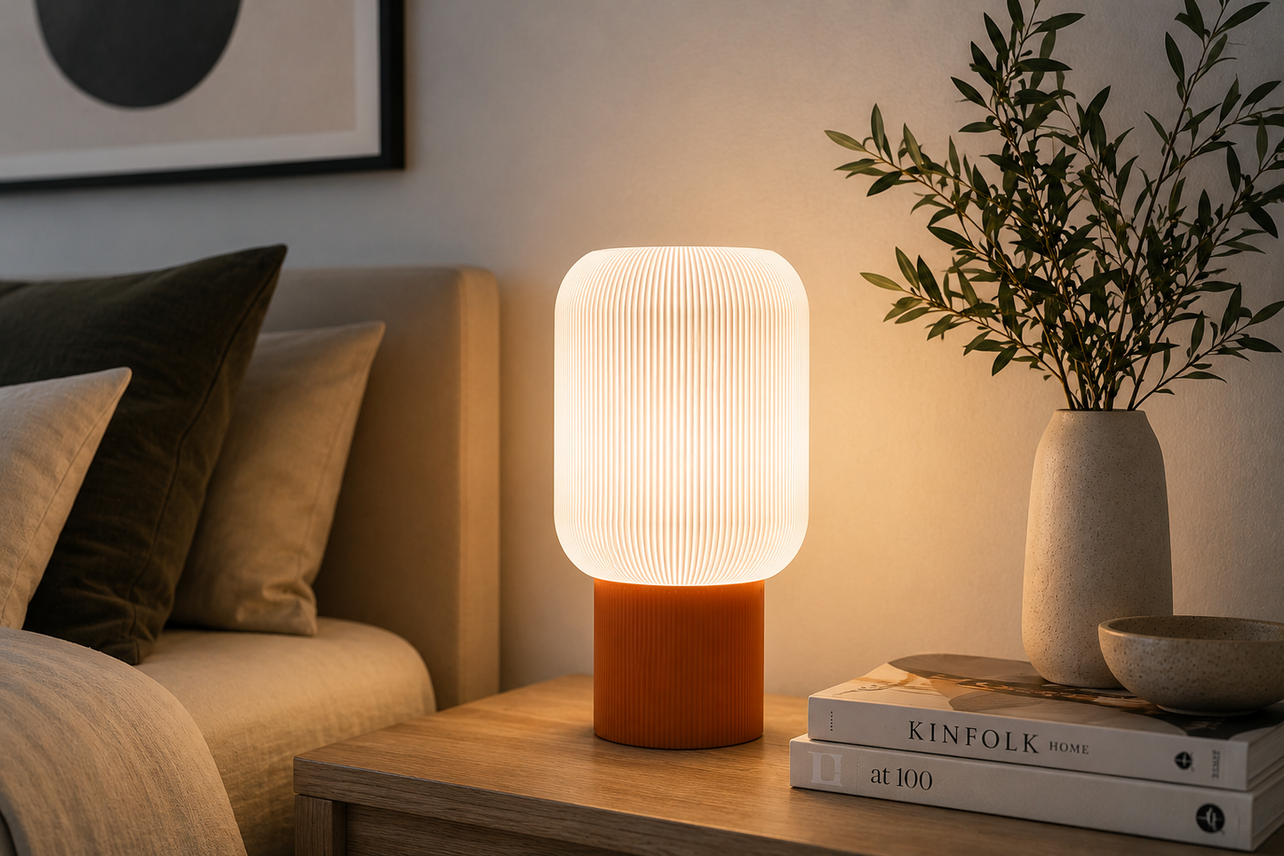Modern Ribbed Table Lamp – 3D Printed LED Lamp